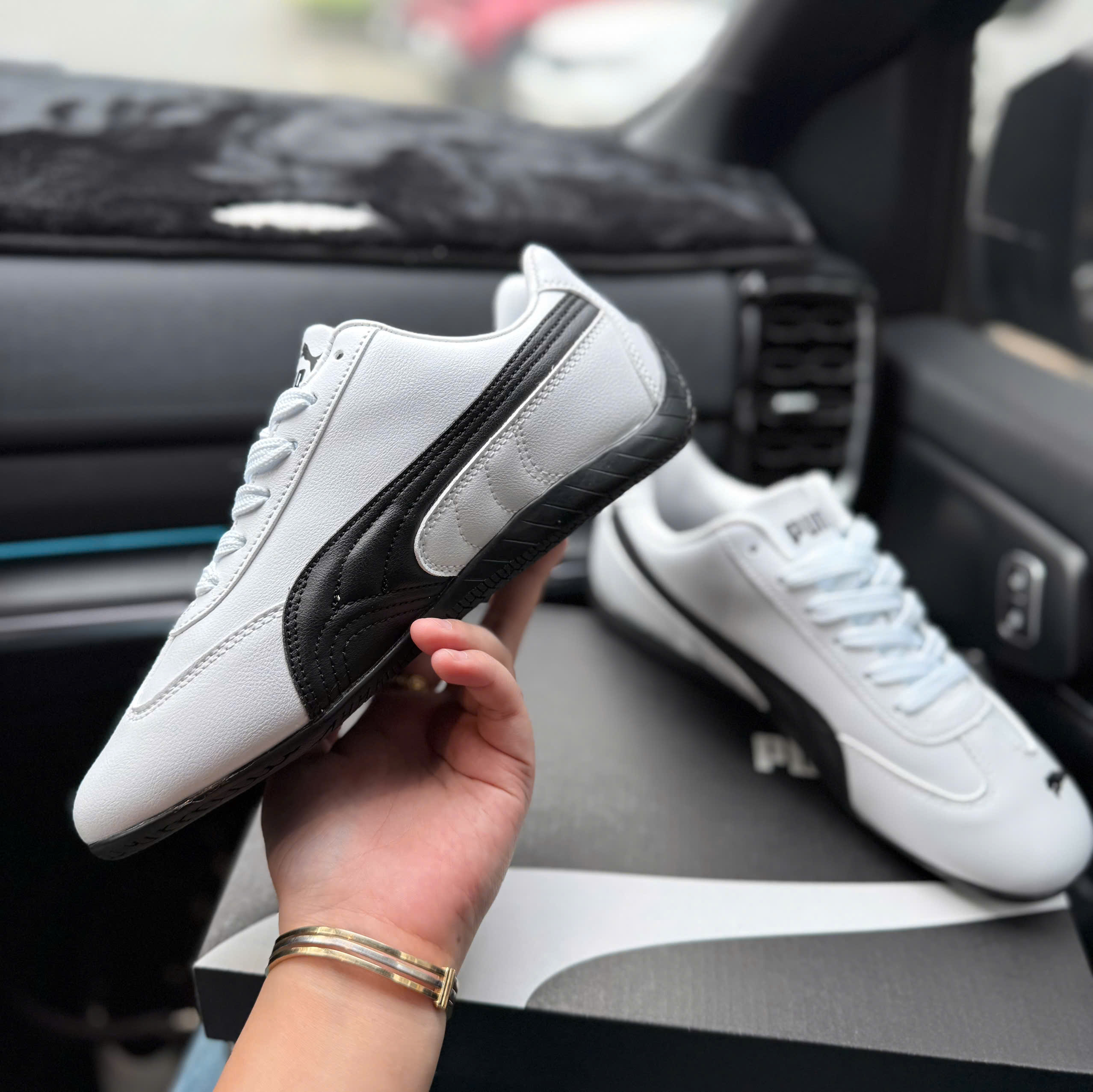 puma speedcat trắng đen