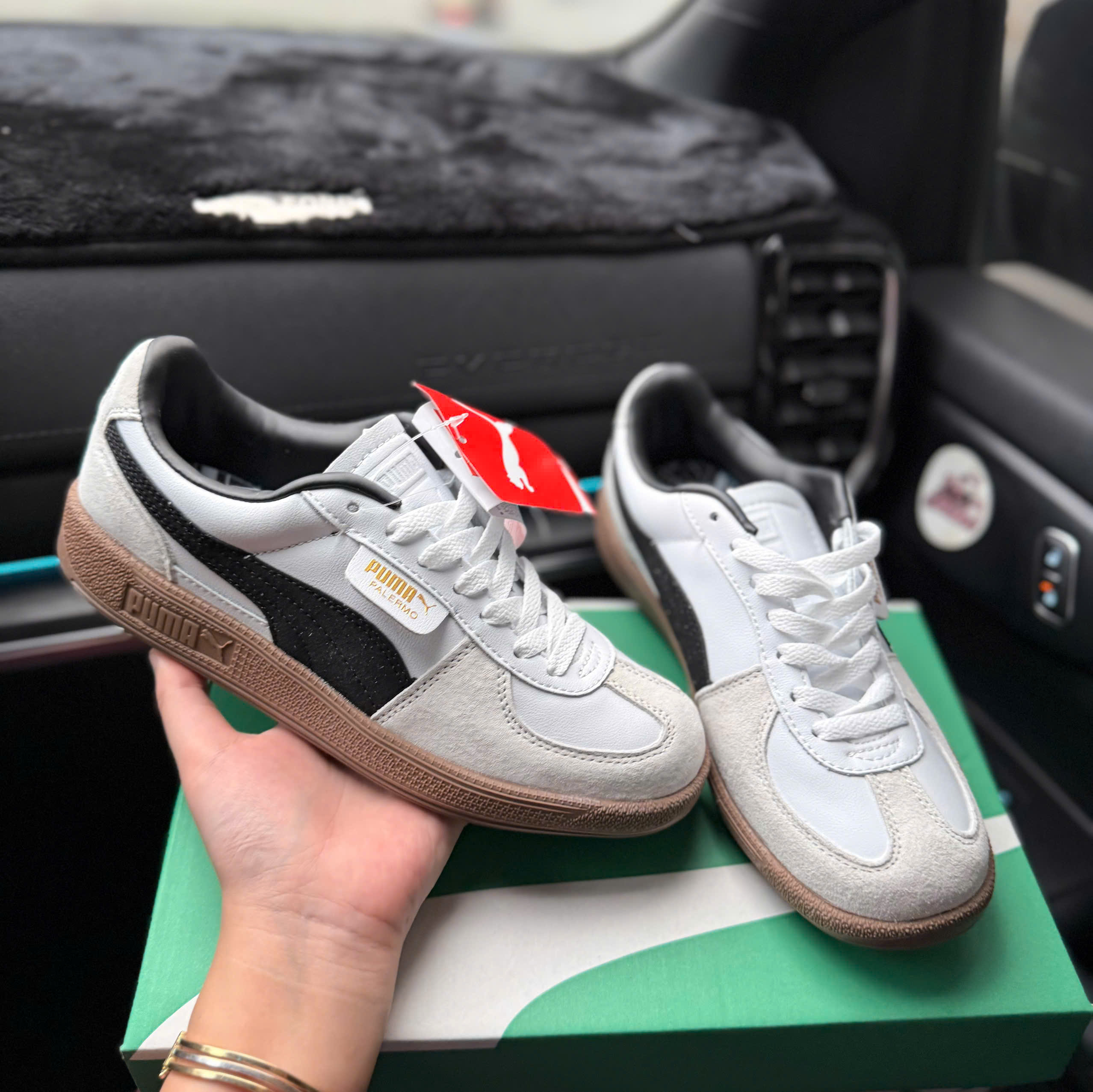 puma palermo trắng đen