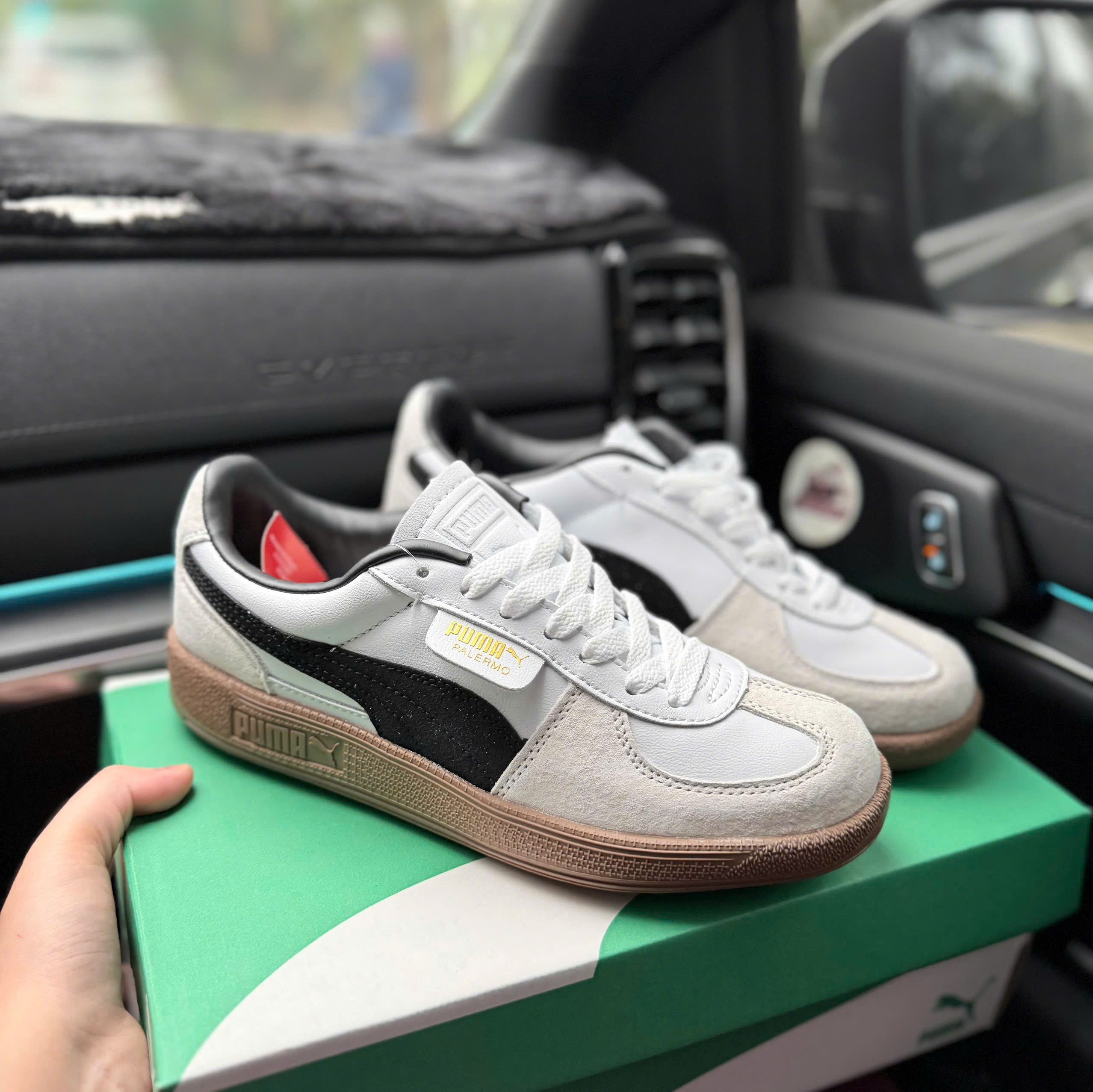 puma palermo trắng đen