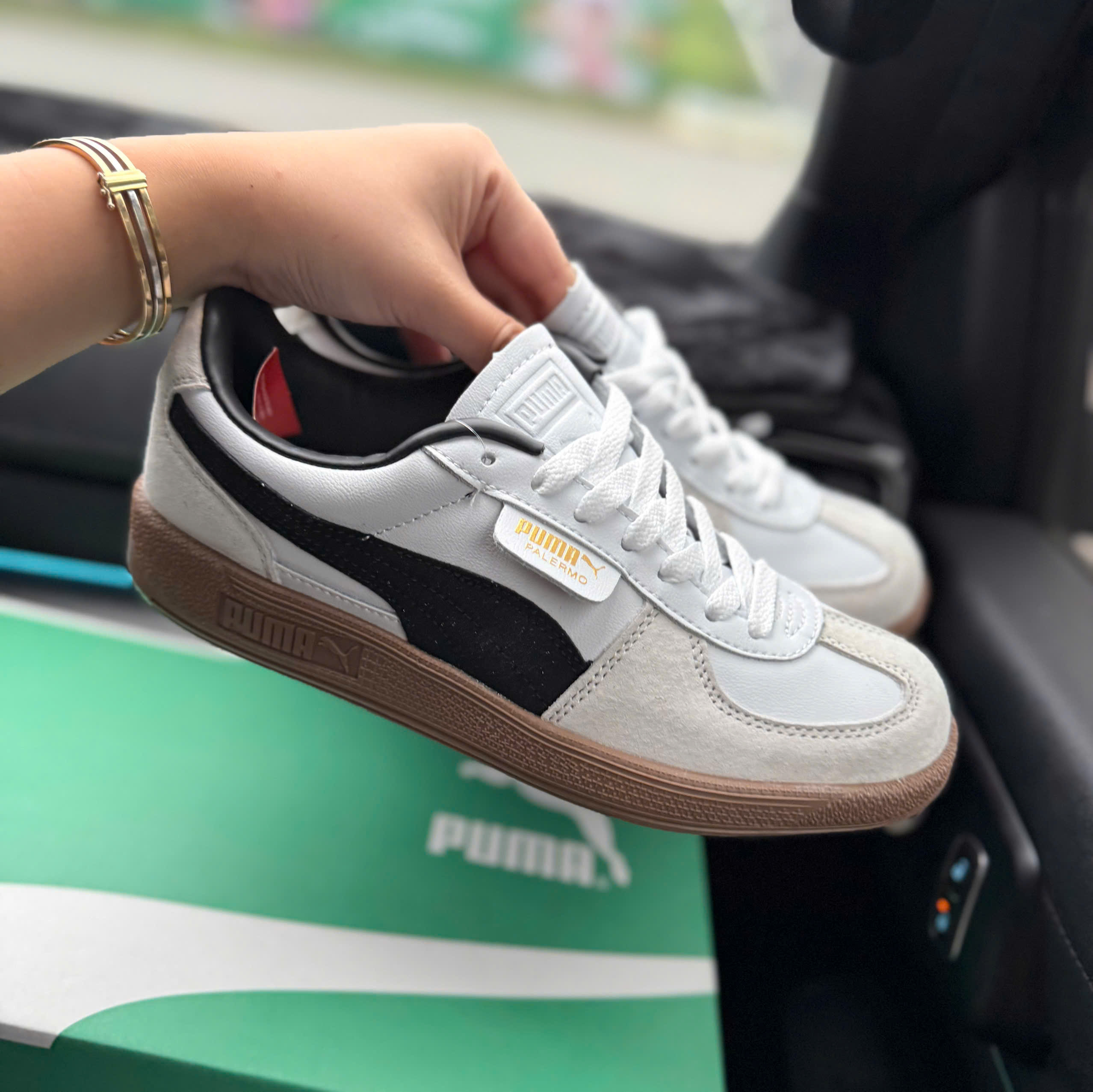 puma palermo trắng đen