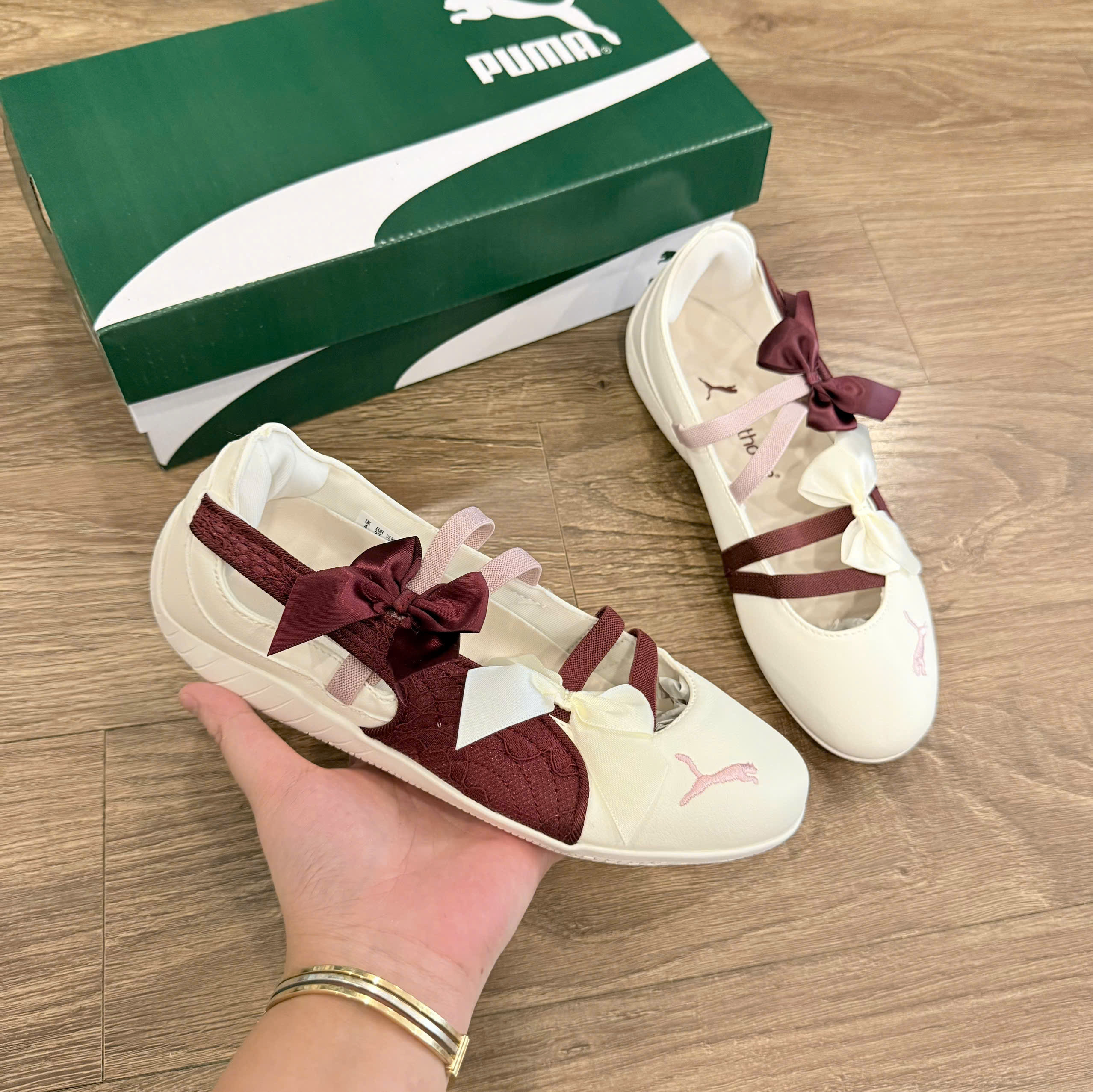 bb puma trắng đỏ nơ