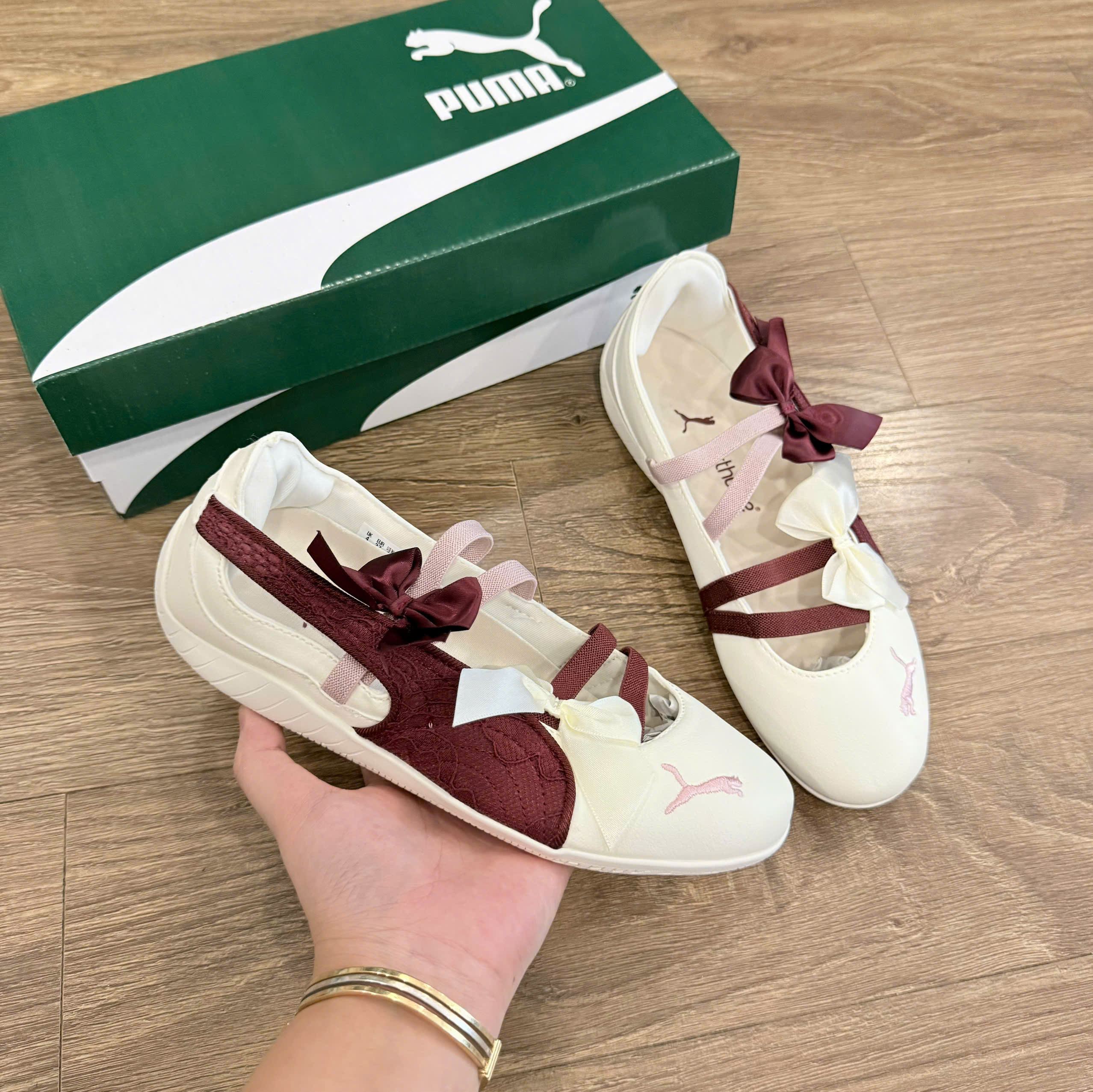 bb puma trắng đỏ nơ