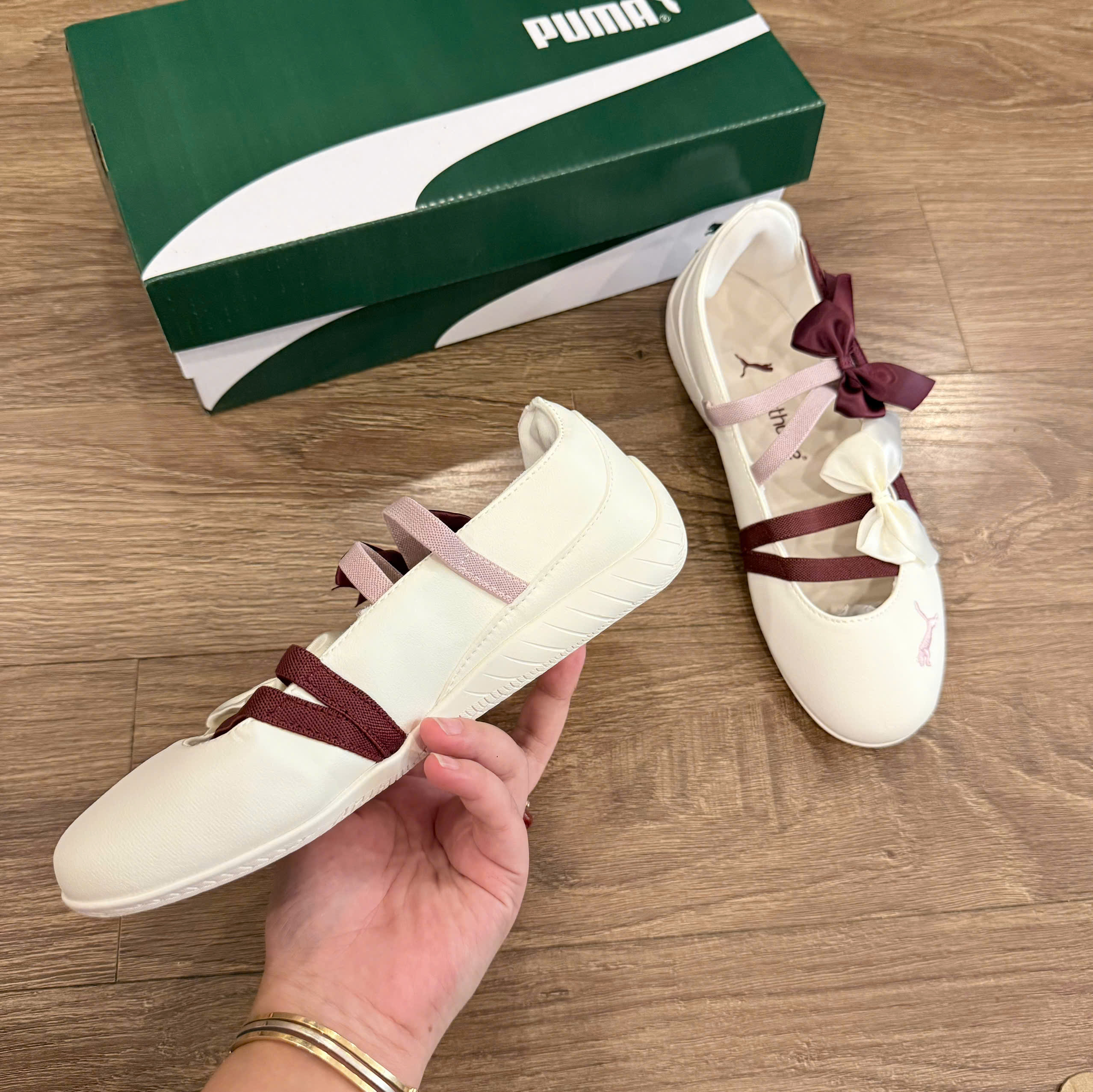 bb puma trắng đỏ nơ