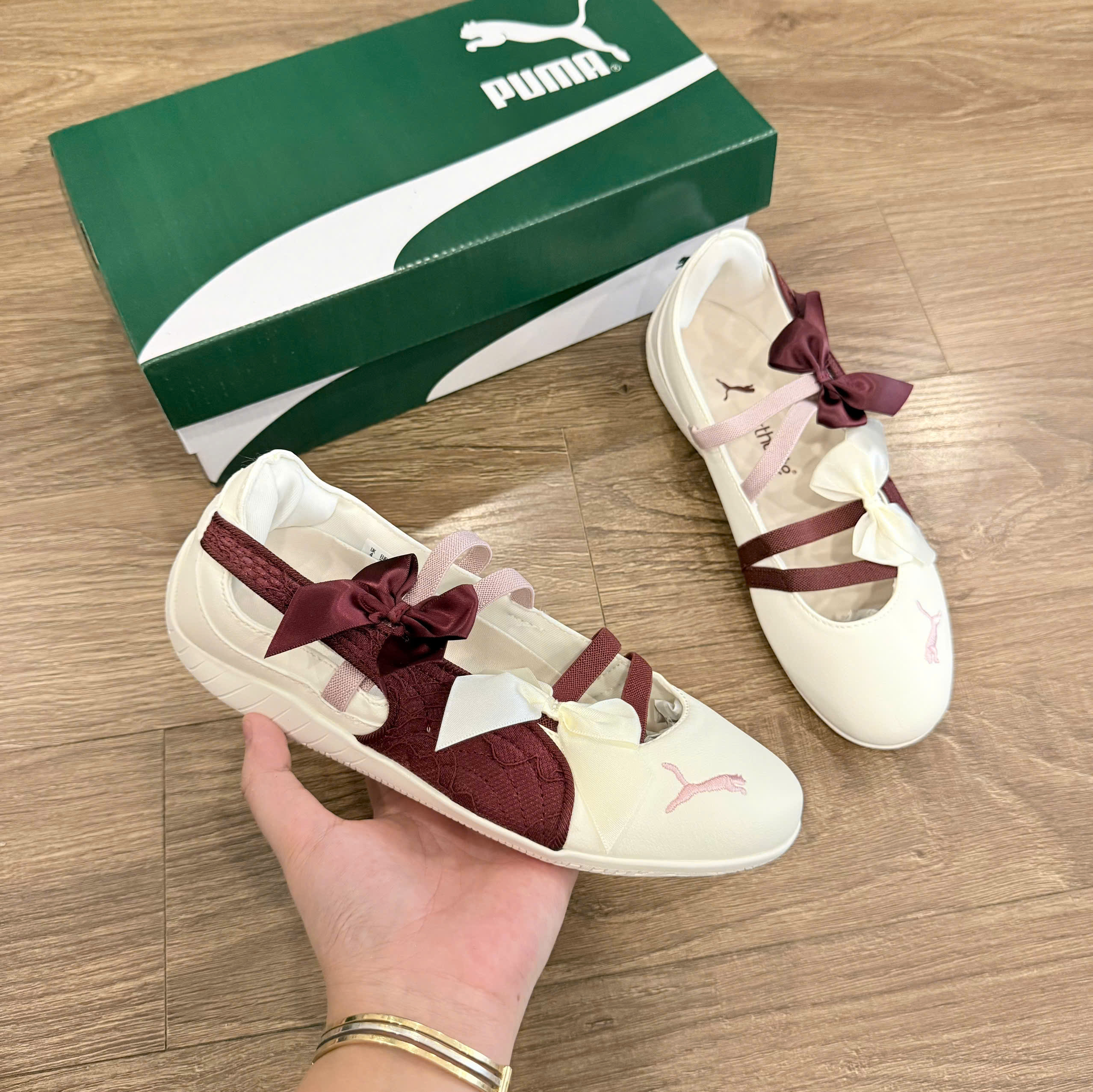 bb puma trắng đỏ nơ