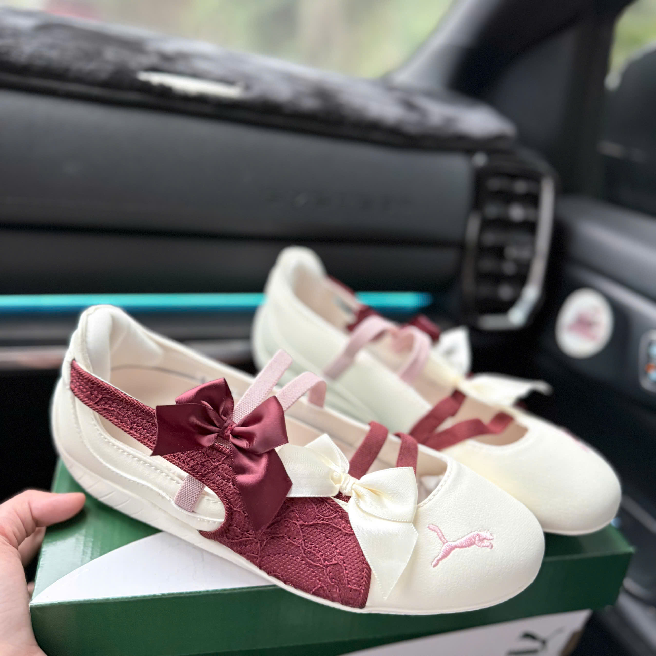 bb puma trắng đỏ nơ