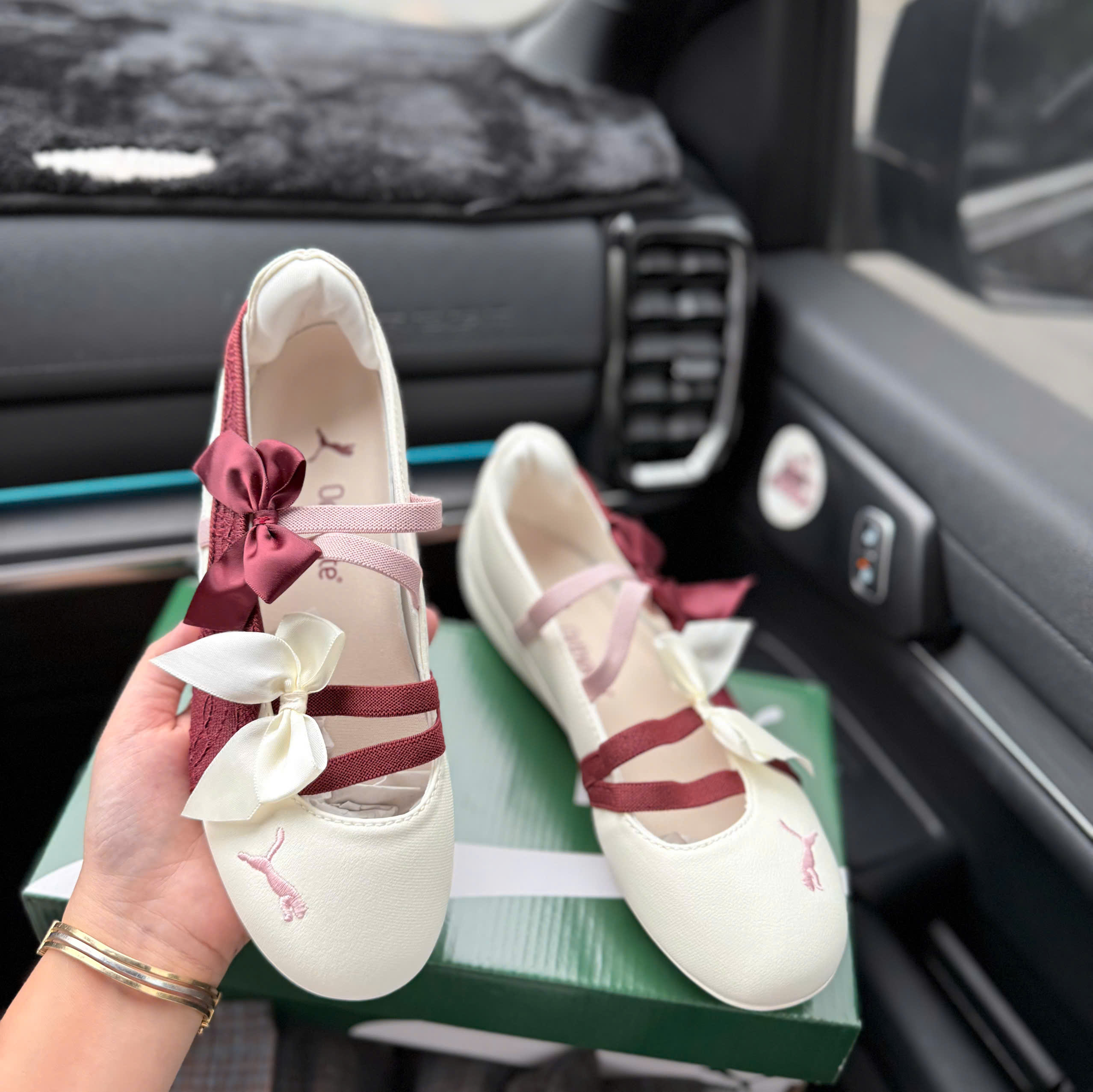 bb puma trắng đỏ nơ