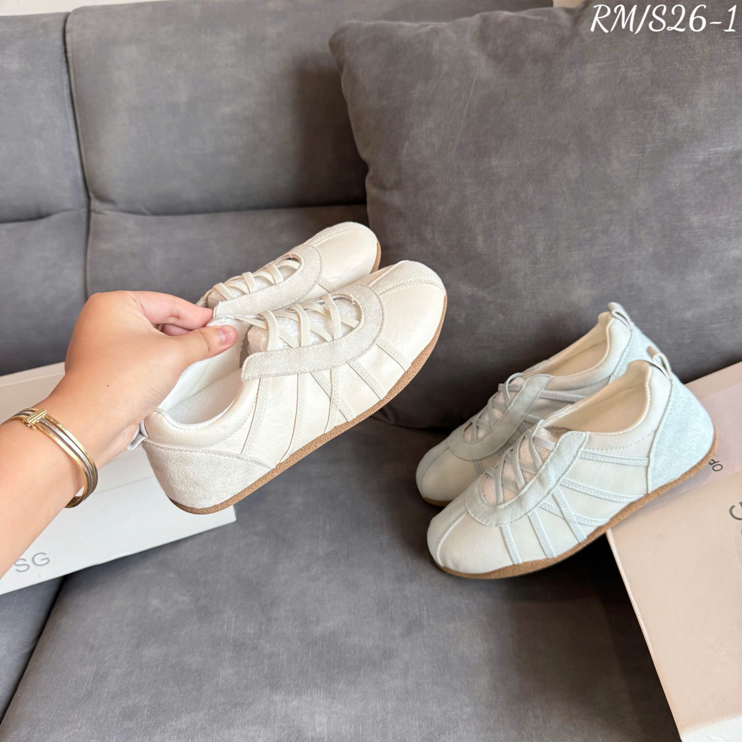 giày thể thao S26-1 xám be