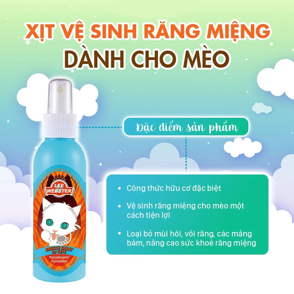 Xịt vệ sinh răng miệng cho mèo Lee&Webster 130ml