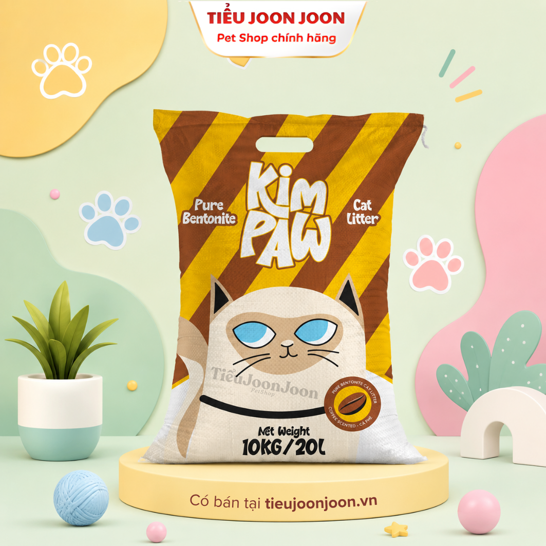 Cát đất sét tự nhiên vệ sinh cho mèo KimPaw hương Cà Phê 20L/10kg