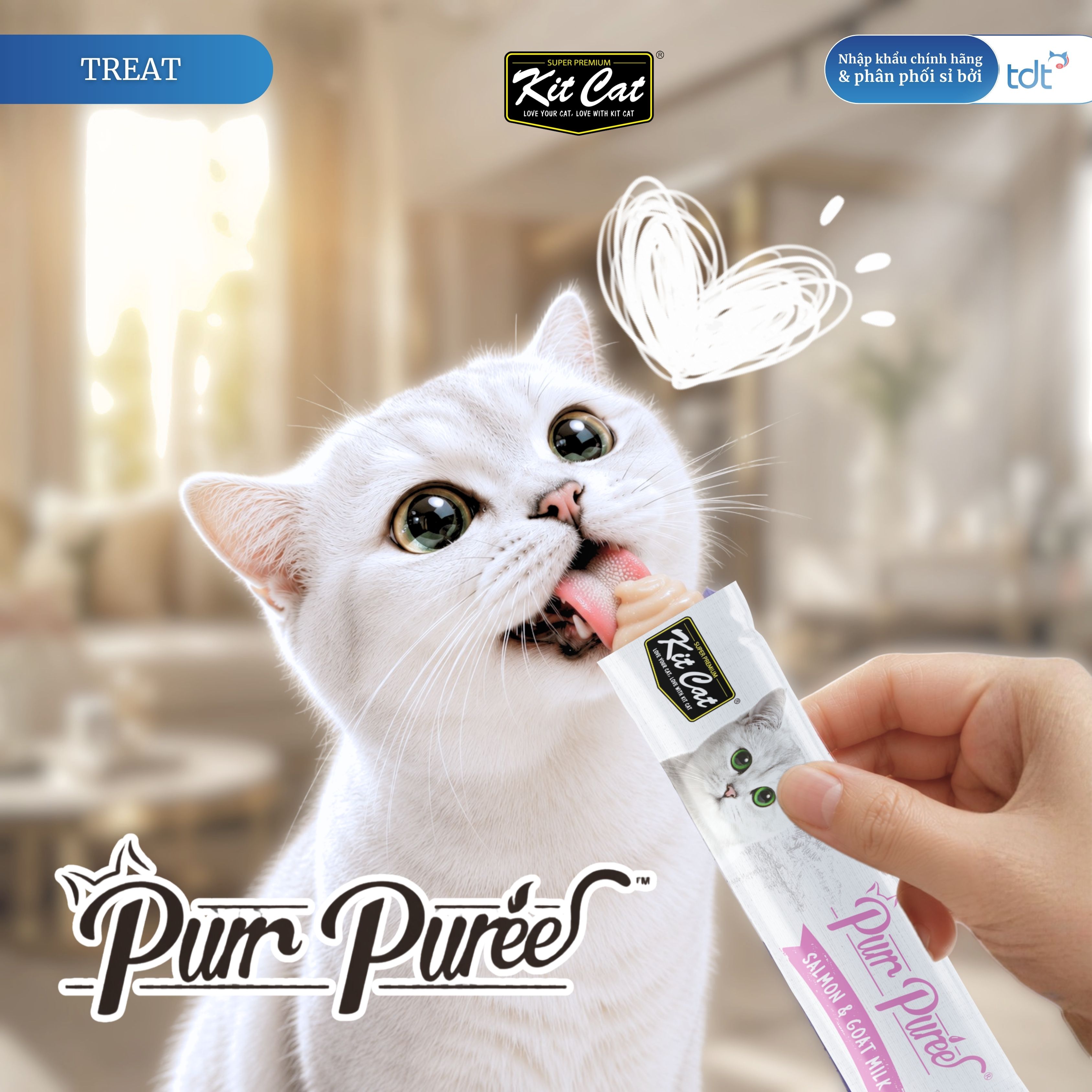 SỐT THƯỞNG KIT CAT PURR PUREE CÁ HỒI & SỮA DÊ 75G - TÍM