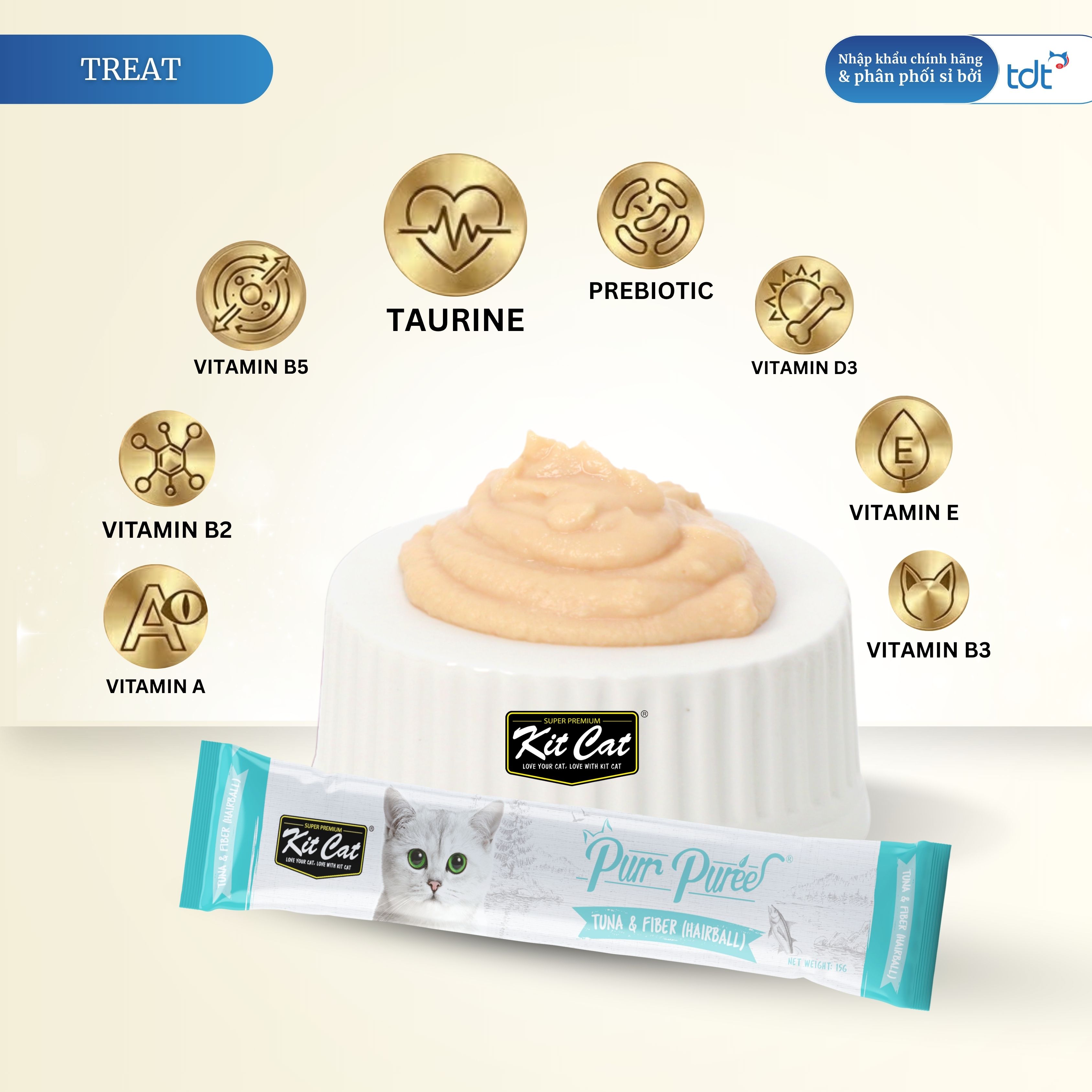 SỐT THƯỞNG KIT CAT PURR PUREE CÁ NGỪ & NGỪA BÚI LÔNG 75G - XANH NGỌC