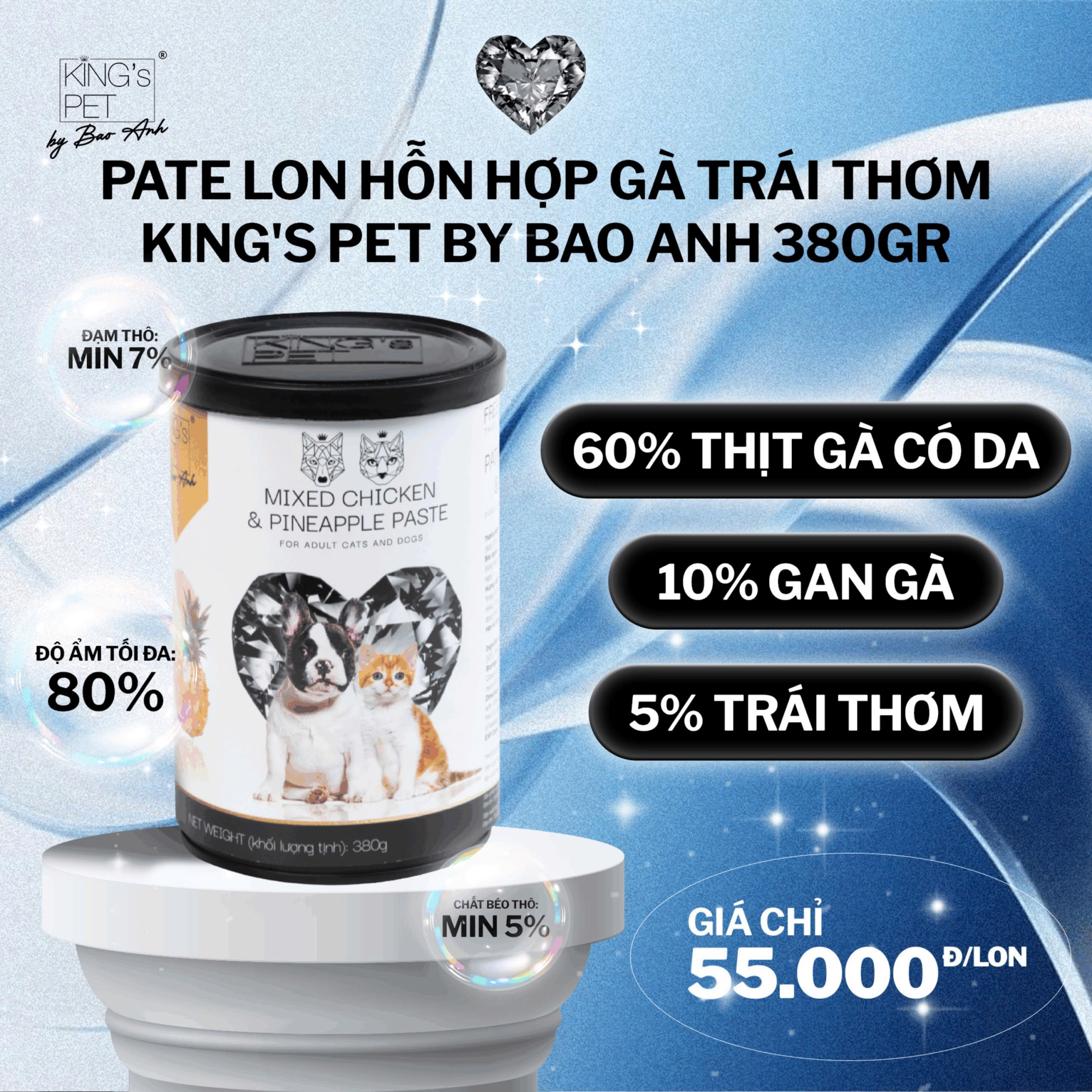 Pate cho mèo King's Pet vị Gà Trái Thơm 380g