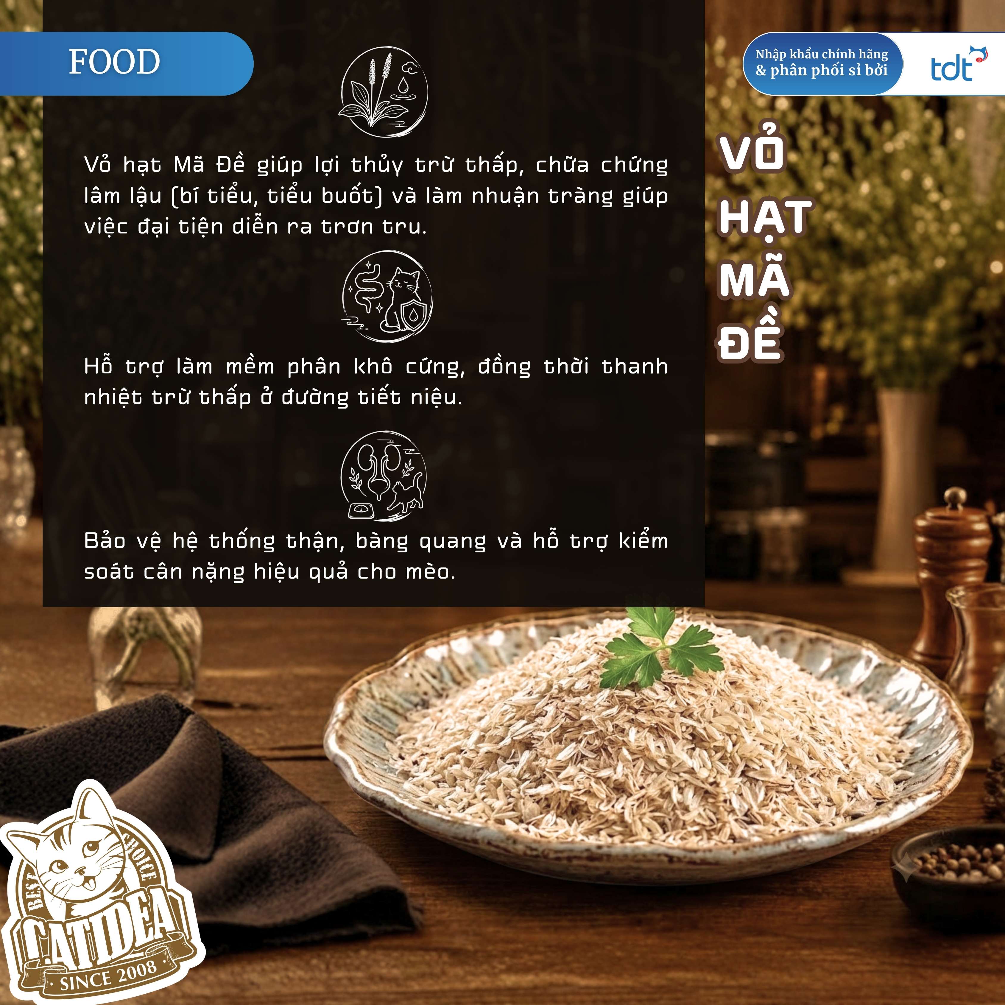 PATE GÓI CATIDEA 35G_THỊT THỎ + VỎ HẠT MÃ ĐỀ + DẦU NHUYỄN THỂ