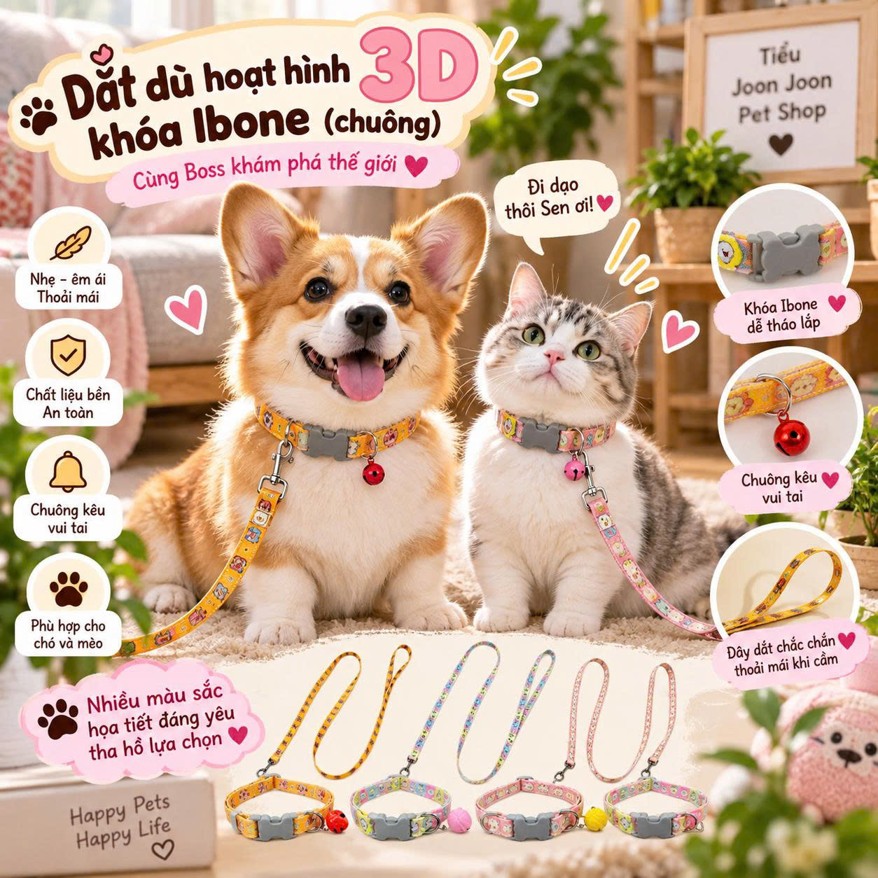 Dây dắt dù hoạt hình 3D khóa Ibone NHỎ