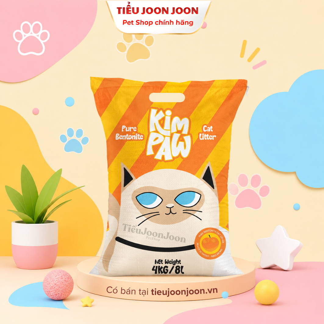 Cát đất sét tự nhiên vệ sinh cho mèo KimPaw hương Đào 8L/4kg