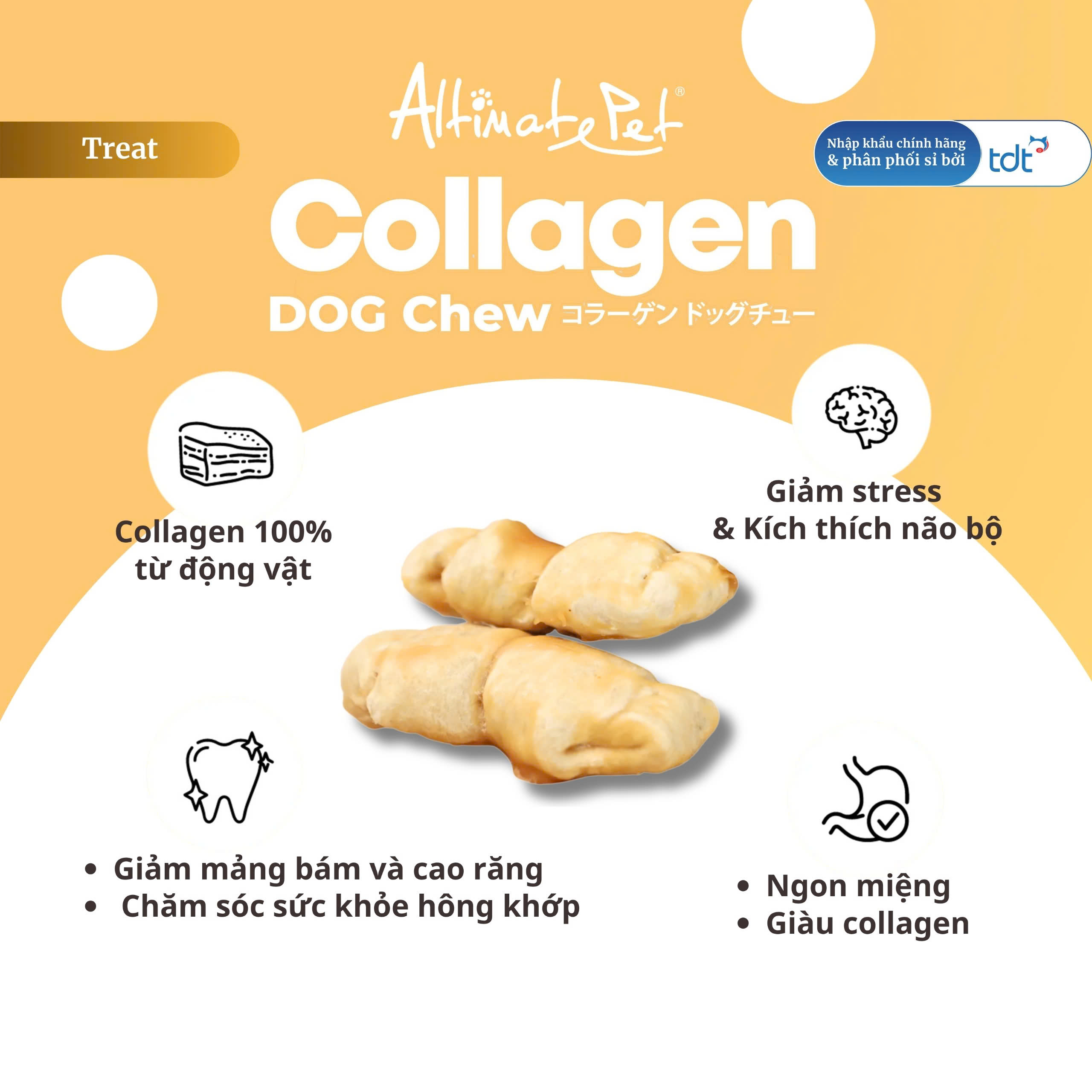 Gặm sạch răng Collagen - Khúc xương vị Cá Hồi Cá 90g