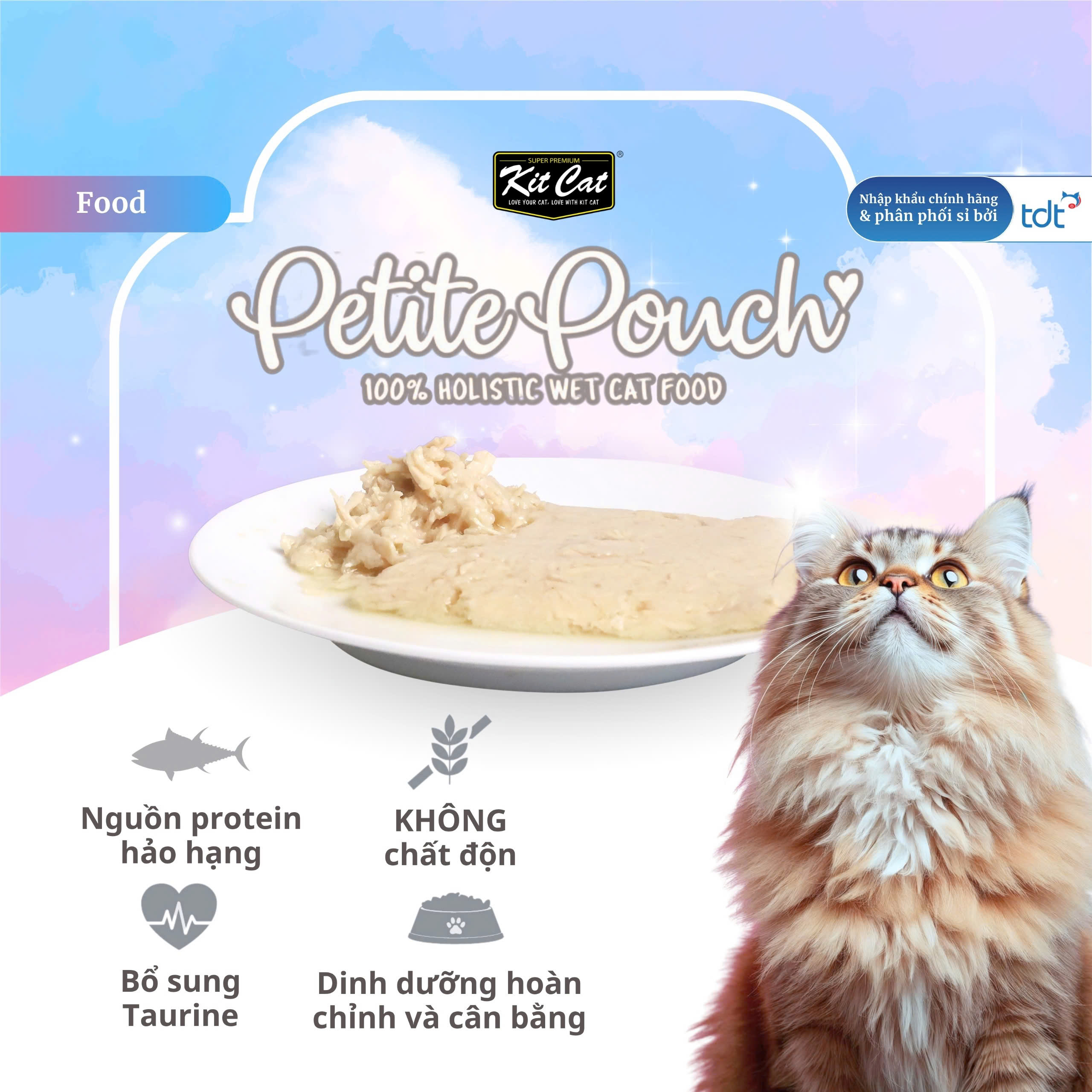 Pate Kit Cat Petite Pouch vị cá ngừ và gà 70g - Tím Đậm