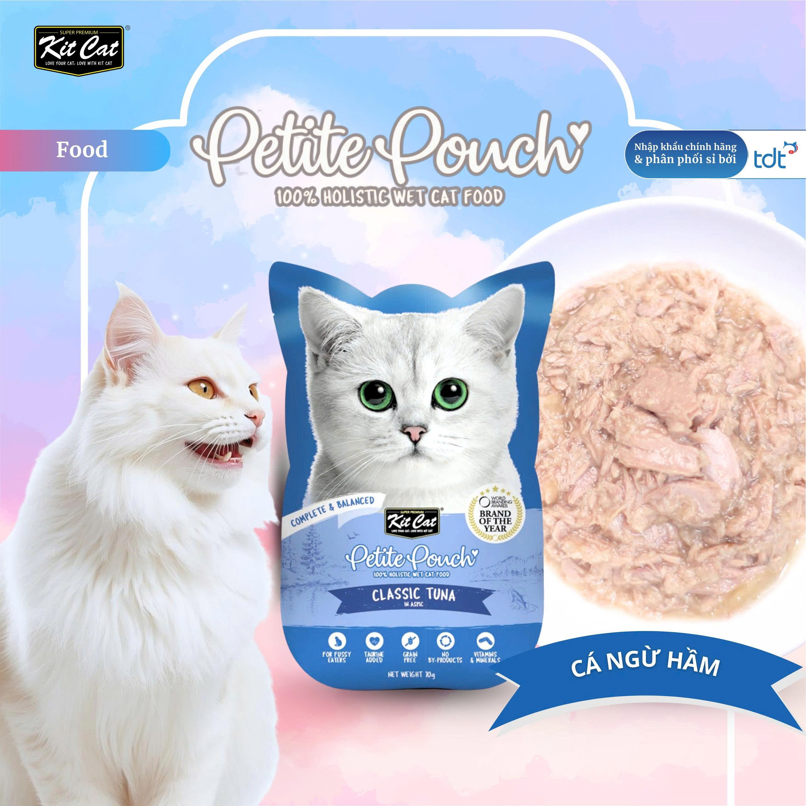 Pate Kit Cat Petite Pouch vị cá ngừ hầm 70g - Xanh Dương Đậm