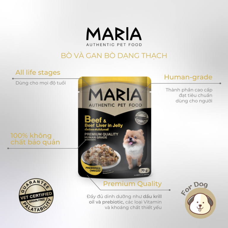 Pate chó Maria vị Bò và Gan Bò dạng thạch 70g