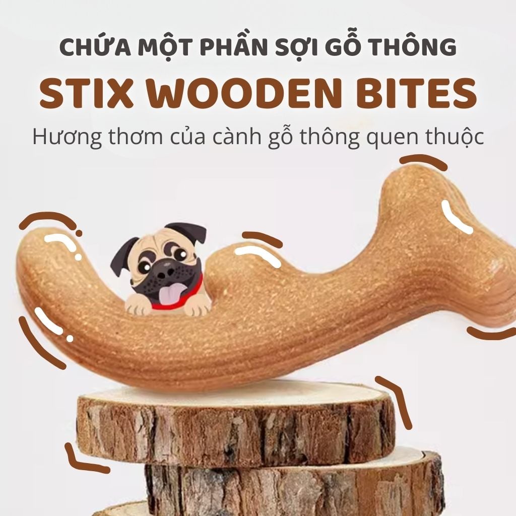 Đồ chơi cắn gặm cho chó hình vòng tròn gỗ FOFOS