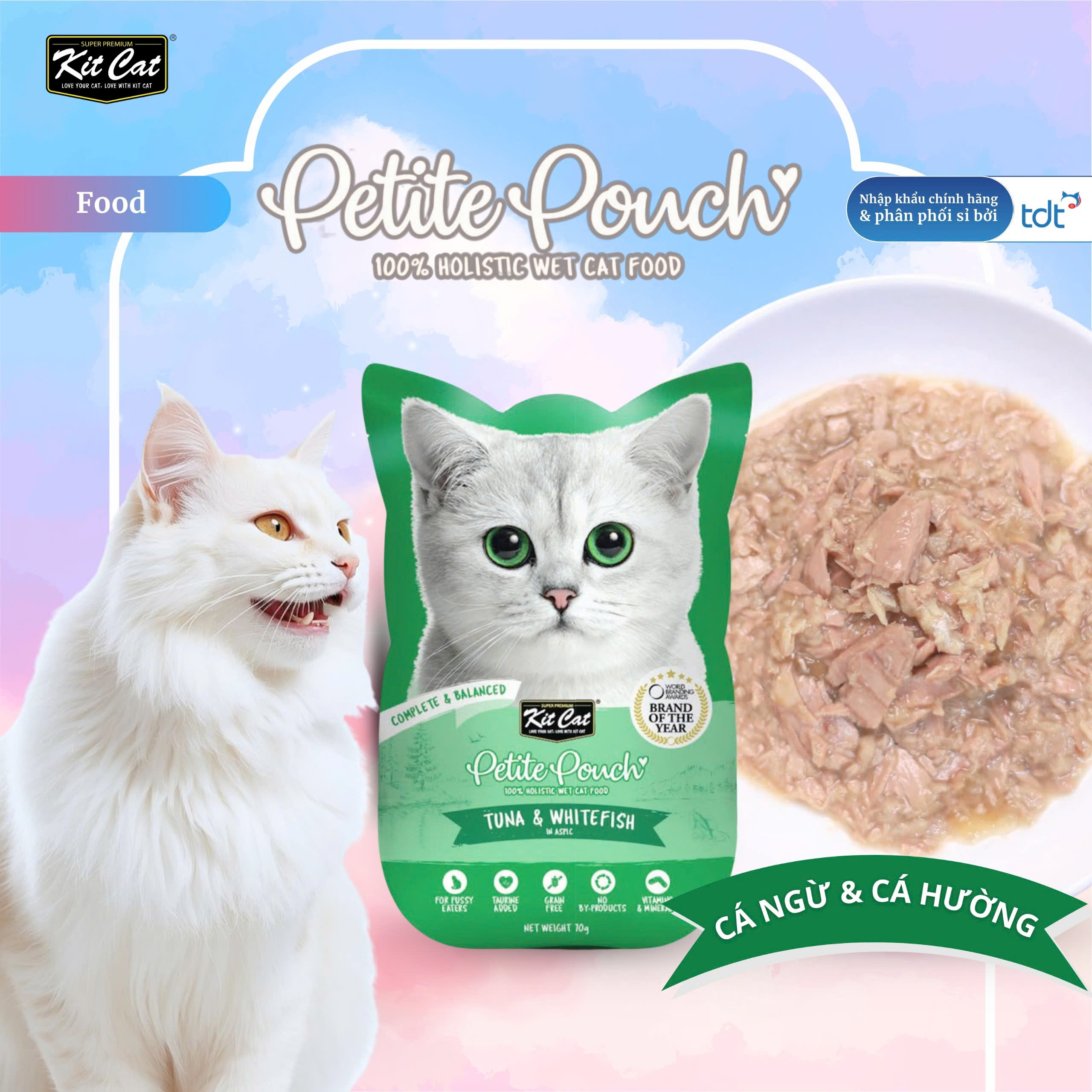 Pate Kit Cat Petite Pouch vị cá ngừ và cá hường 70g - Xanh Lá