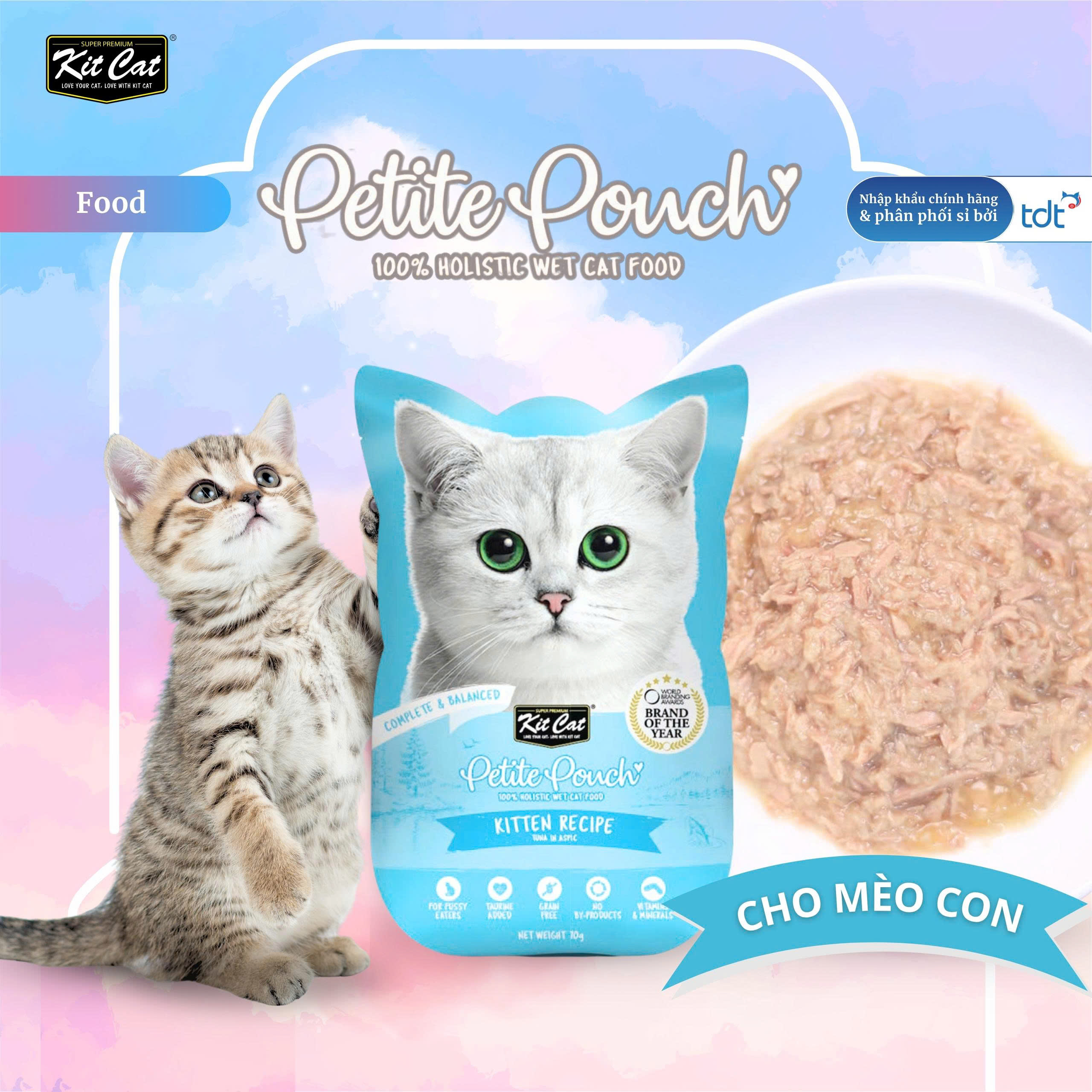 Pate Kit Cat Petite Pouch vị cá ngừ 70g cho mèo con - Xanh dương