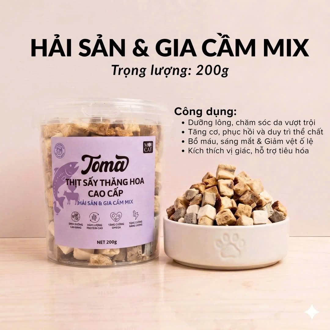 Hải Sản - Gà - Bò sấy Mix Toma 200g