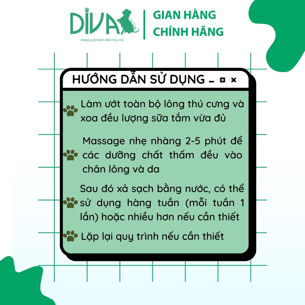 Sữa tắm mèo DIVA xanh lá 400ml