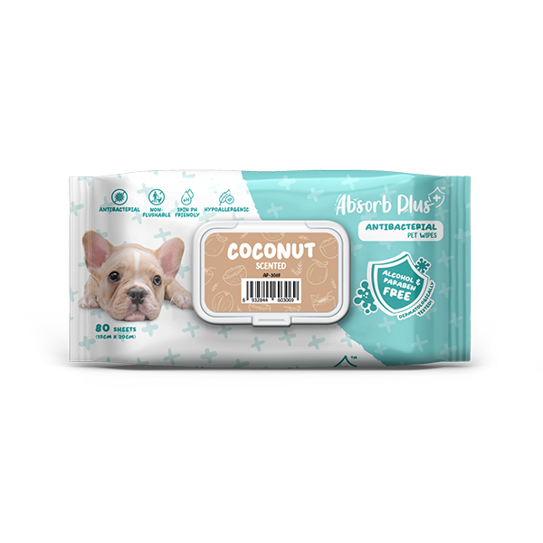 Khăn ướt kháng khuẩn cho chó ABSOLUTE PET - Hương Dừa