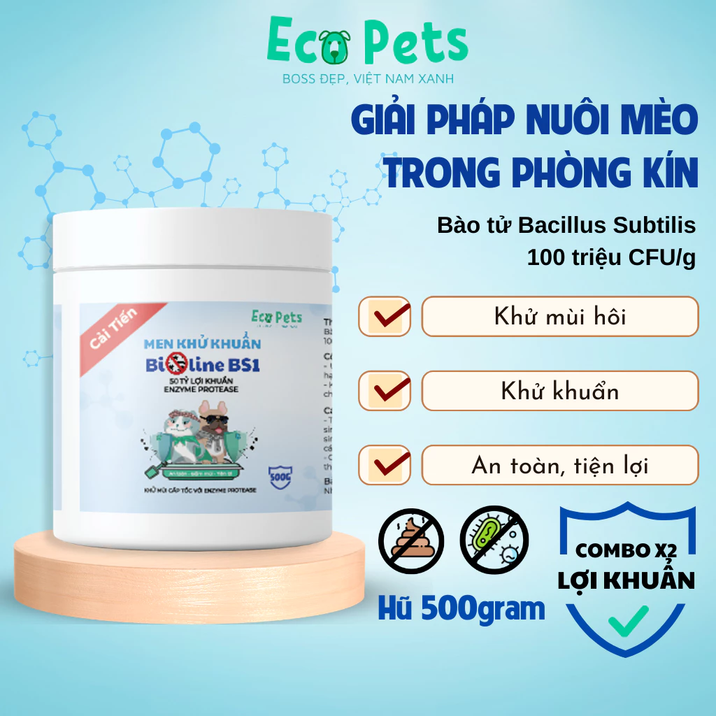 Men khử khuẩn Ecopets Bioline BS1 600gr