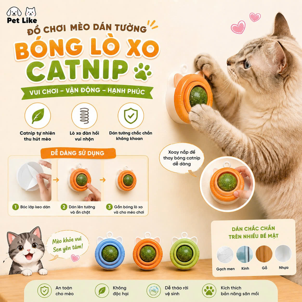 Đồ chơi nén cỏ mèo dán tường