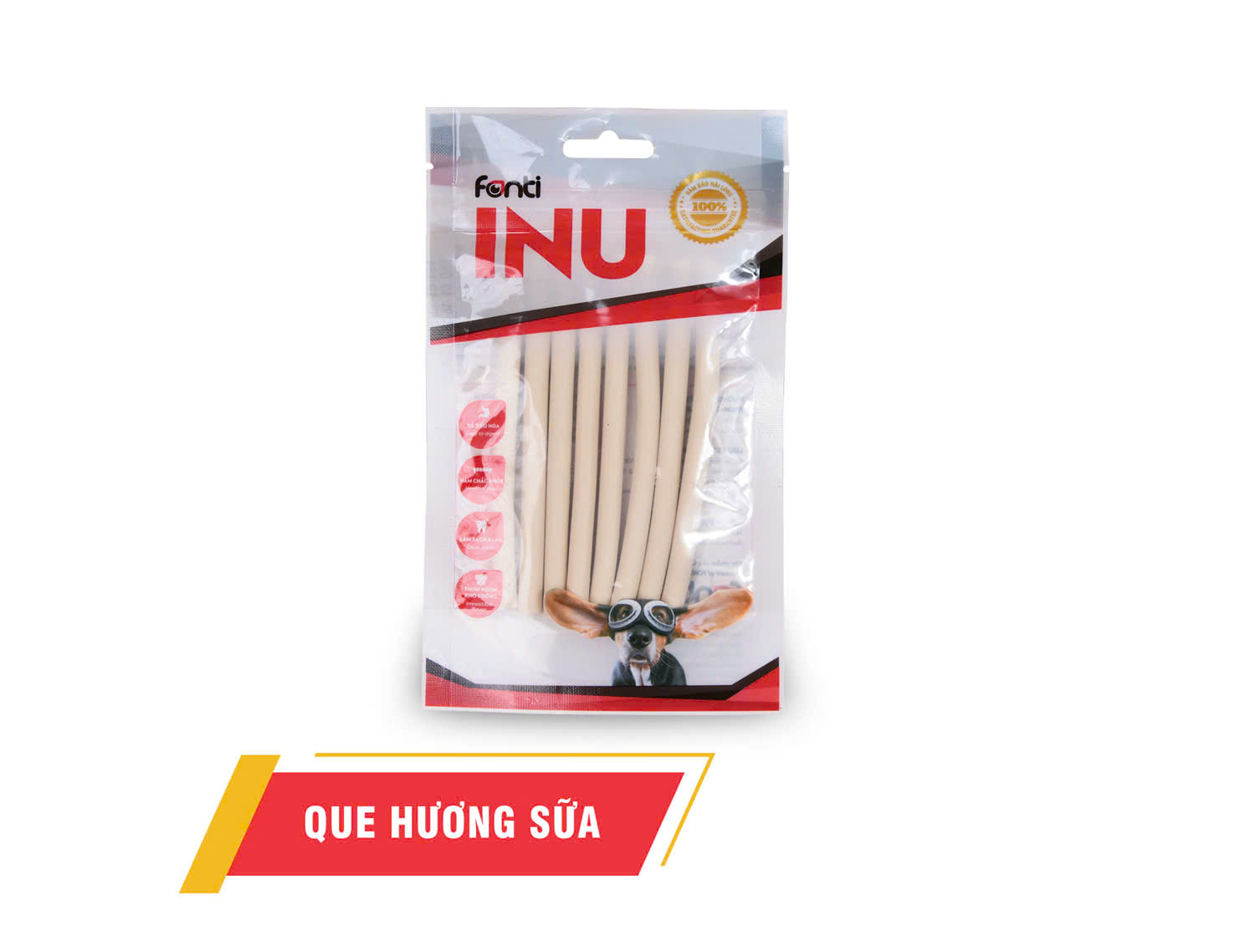 Que gặm sạch răng hương sữa Fonti Inu 100g