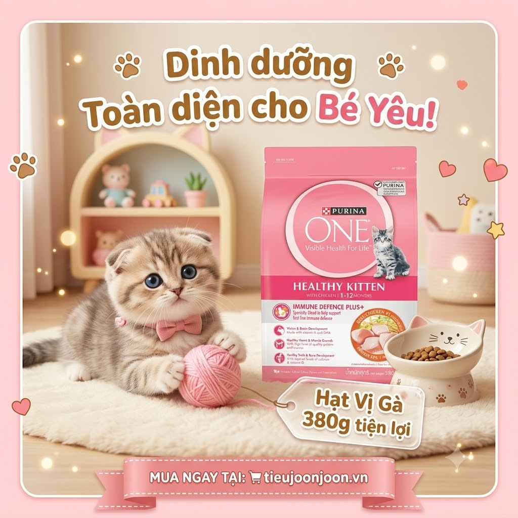Hạt Cho Mèo Con Purina ONE Healthy Kitten Vị Gà 380g