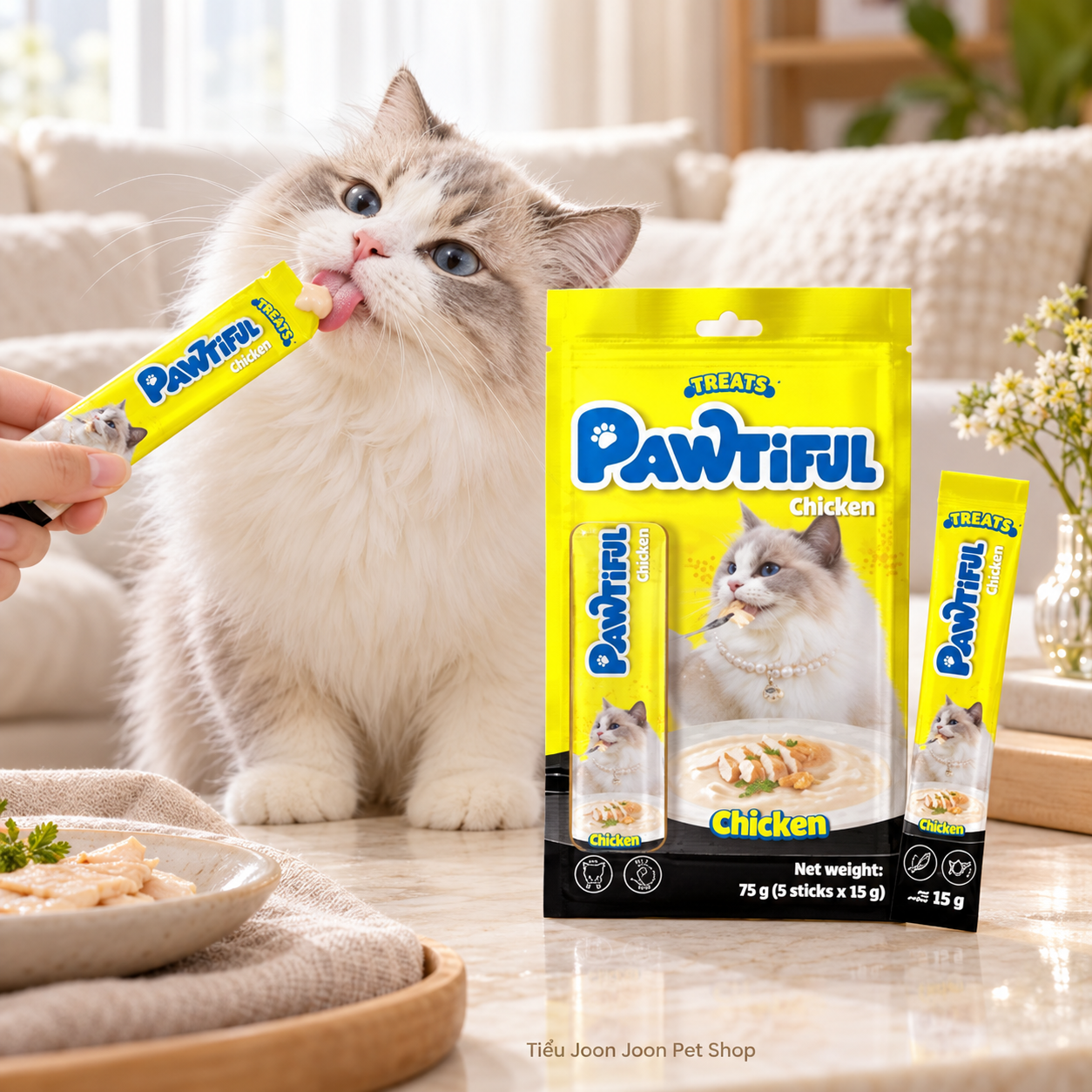 Súp thưởng Pawtiful cho mèo vị Gà