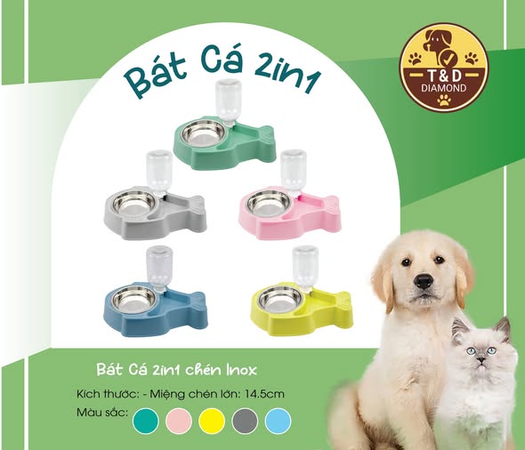 Bát cá 2in1 chén inox T&D