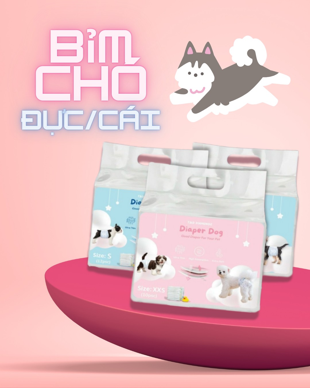 Bỉm tả chó Cái - Size M