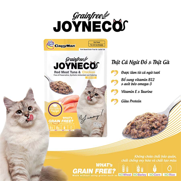 Cá ngừ đóng gói bổ sung thịt gà cho mèo JOYNECO 60g