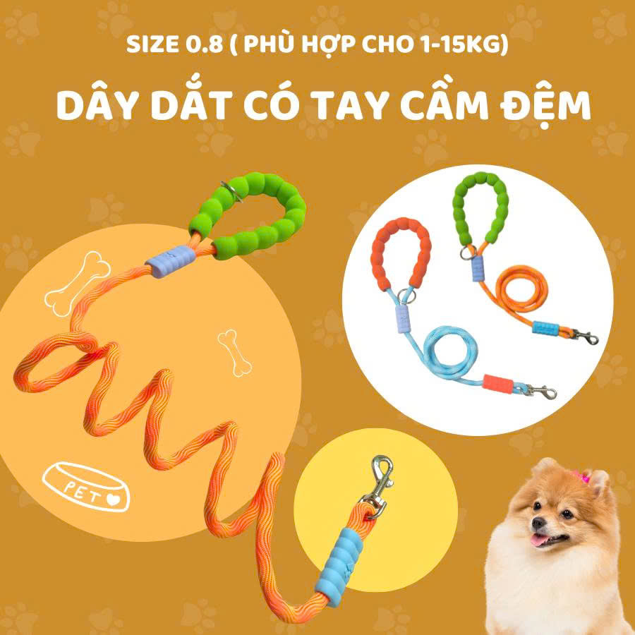 Dây dắt tay cầm có đệm size 0.8