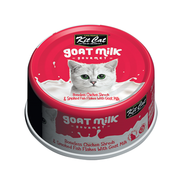 Pate sữa dê Kit Cat gà xé & cá hun khói 70g - ĐỎ