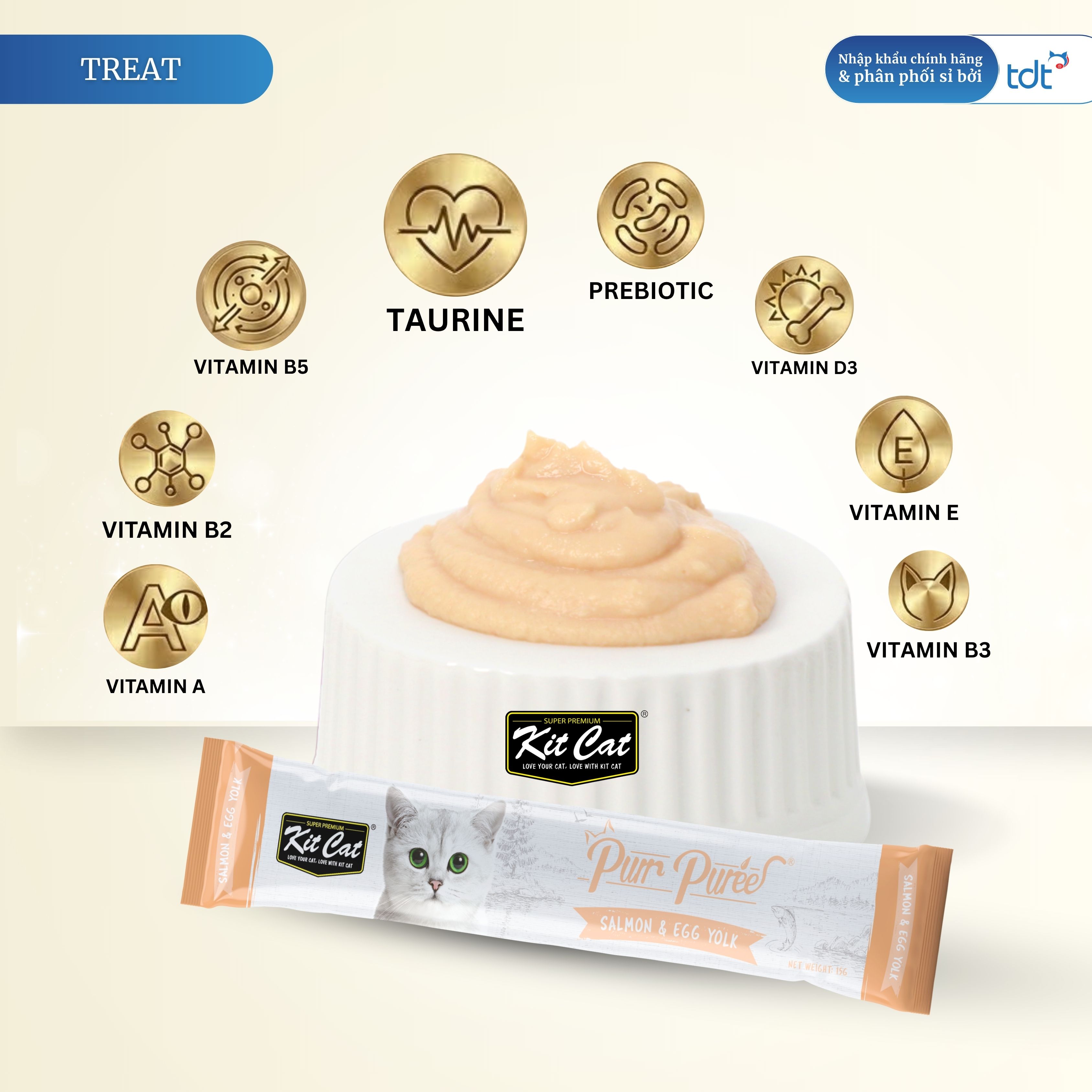 SỐT THƯỞNG KIT CAT PURR PUREE CÁ HỒI & LÒNG ĐỎ TRỨNG 75G - NÂU
