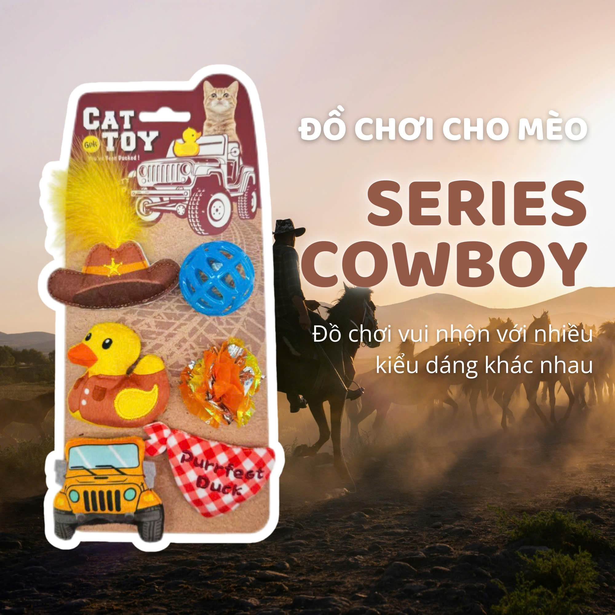 Đồ chơi cho mèo Vịt cao bồi - Set 6 cái FOFOS