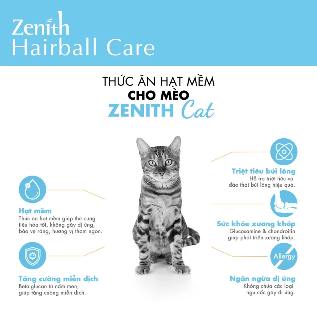 Thức ăn hạt mềm cho mèo Zenith - Hairball 1,2kg