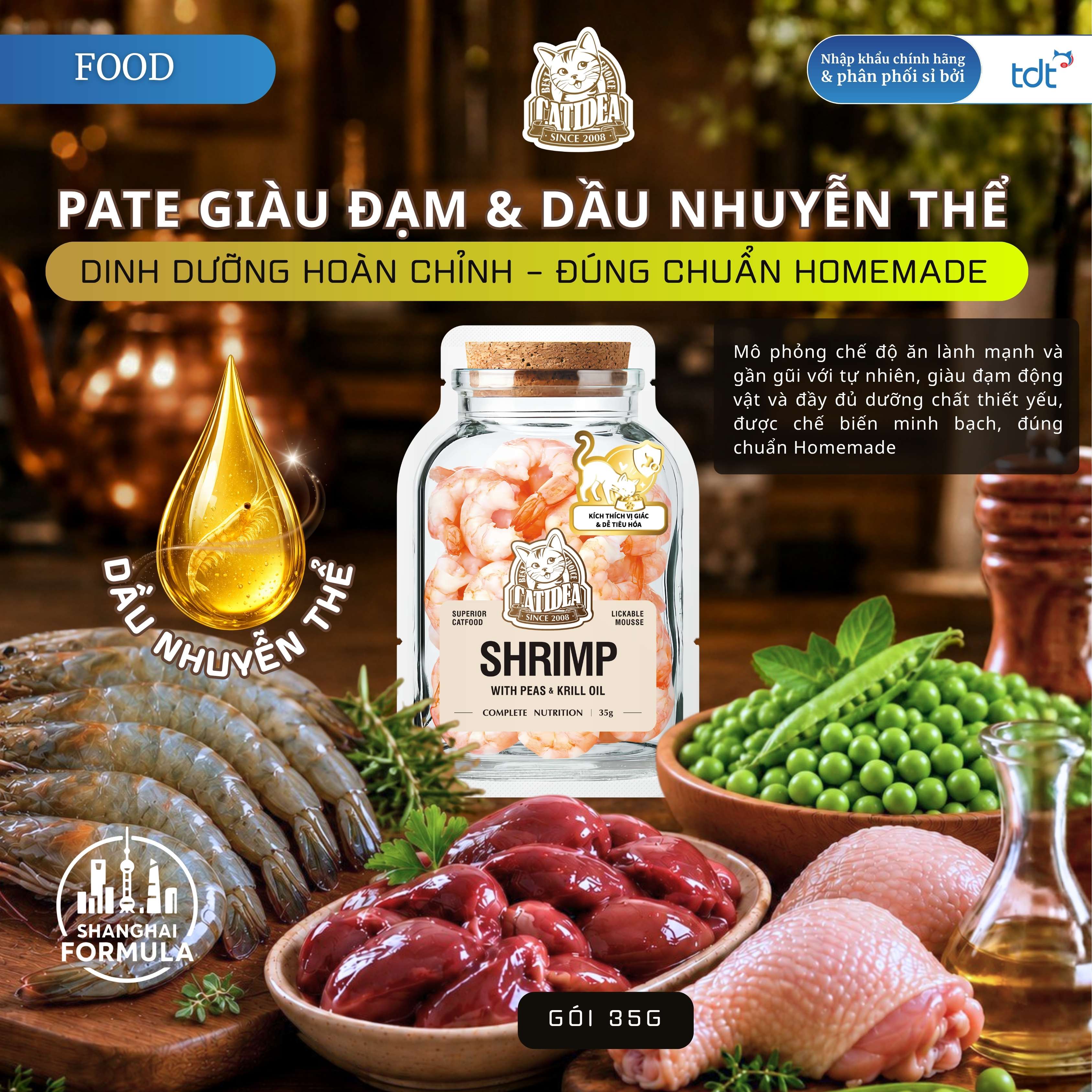 PATE GÓI CATIDEA 35G_TÔM + ĐẬU HÀ LAN + DẦU NHUYỄN THỂ