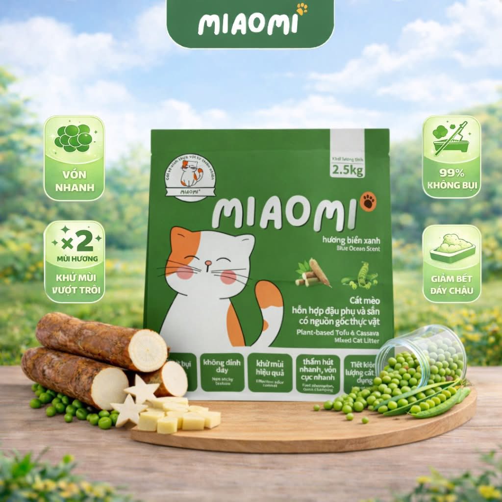 Cát vệ sinh đậu nành mix sắn MiaoMi 2,5kg
