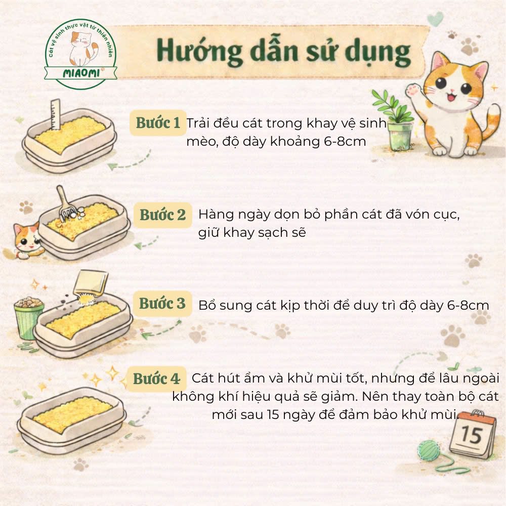 Cát vệ sinh đậu nành mix sắn MiaoMi 2,5kg