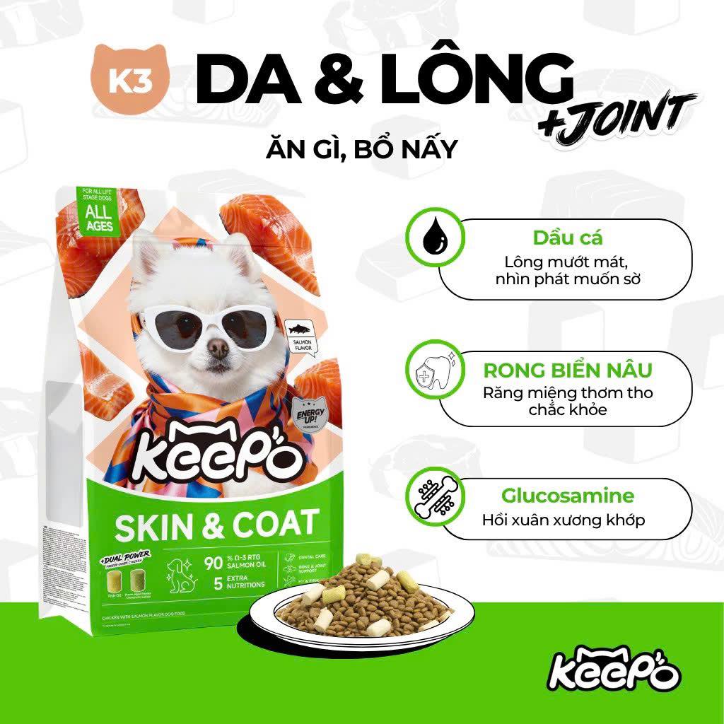 Thức ăn hạt cho chó Keepo K3 Skin & Coat (Lông & Da) 1kg