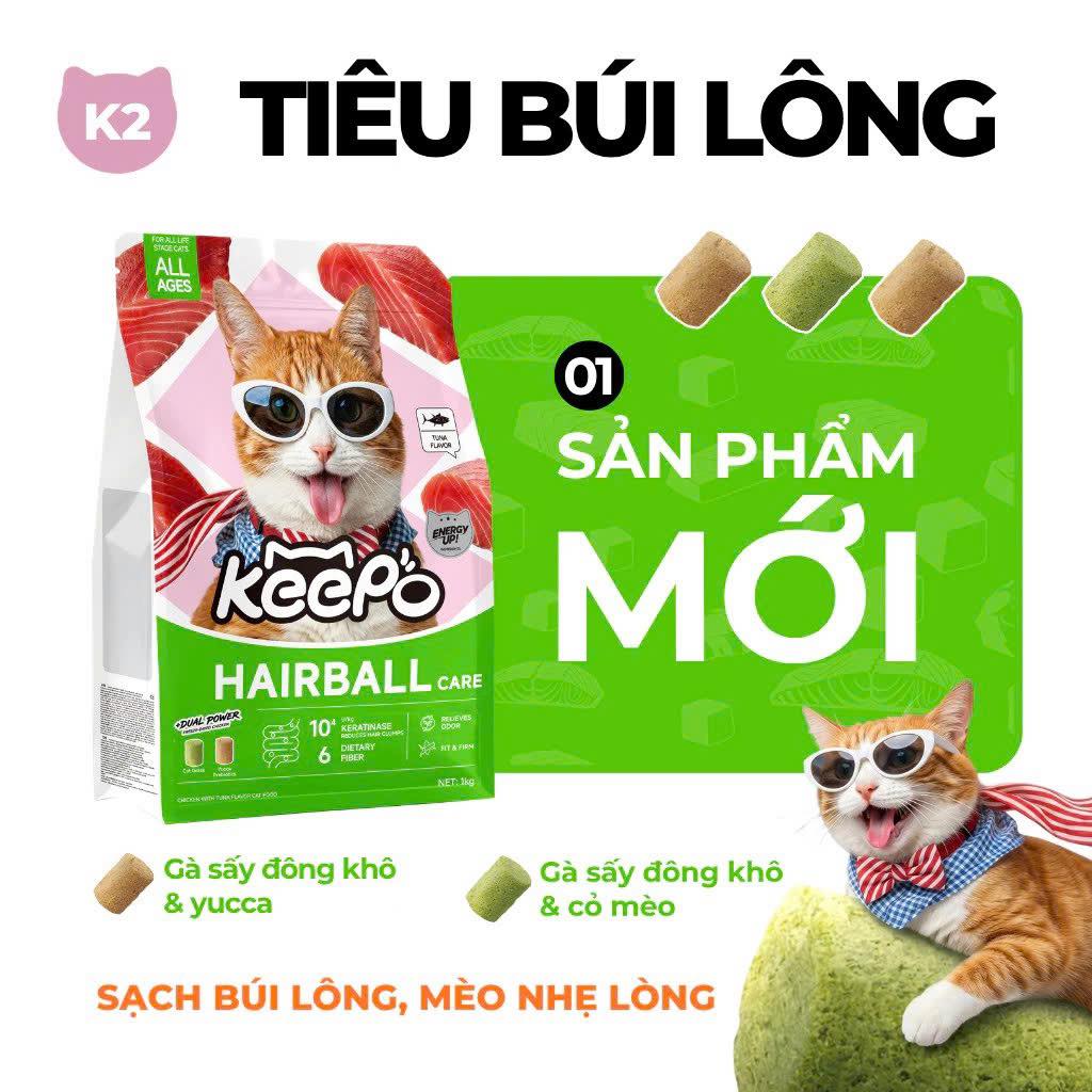 Thức ăn hạt cho mèo Keepo K2 Hairball Care (Búi Lông) 1kg