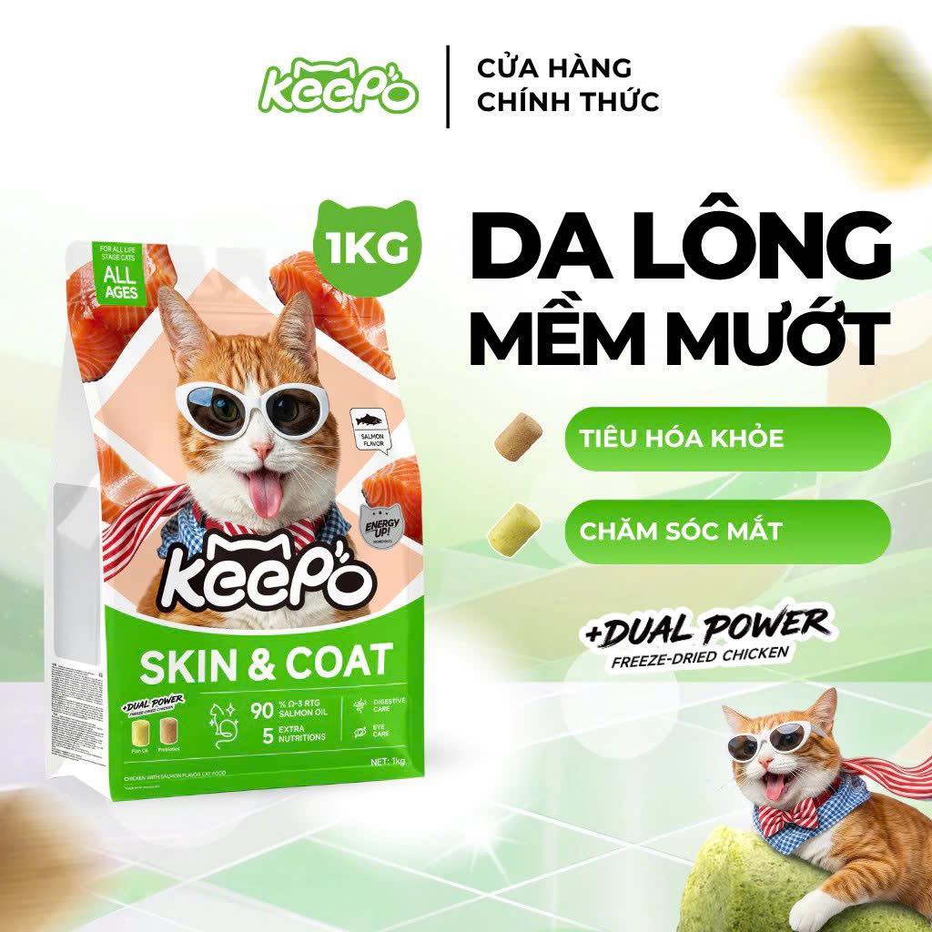 Thức ăn hạt cho mèo Keepo K1 Skin & Coat (Lông & Da) 1kg