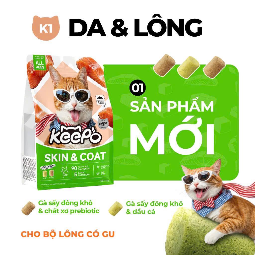 Thức ăn hạt cho mèo Keepo K1 Skin & Coat (Lông & Da) 1kg
