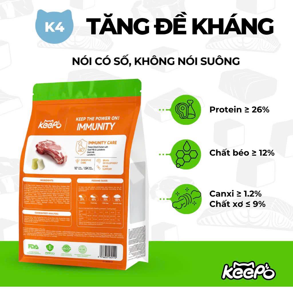 Thức ăn hạt cho chó Keepo K4 Immunity (Tăng đề kháng) 1kg
